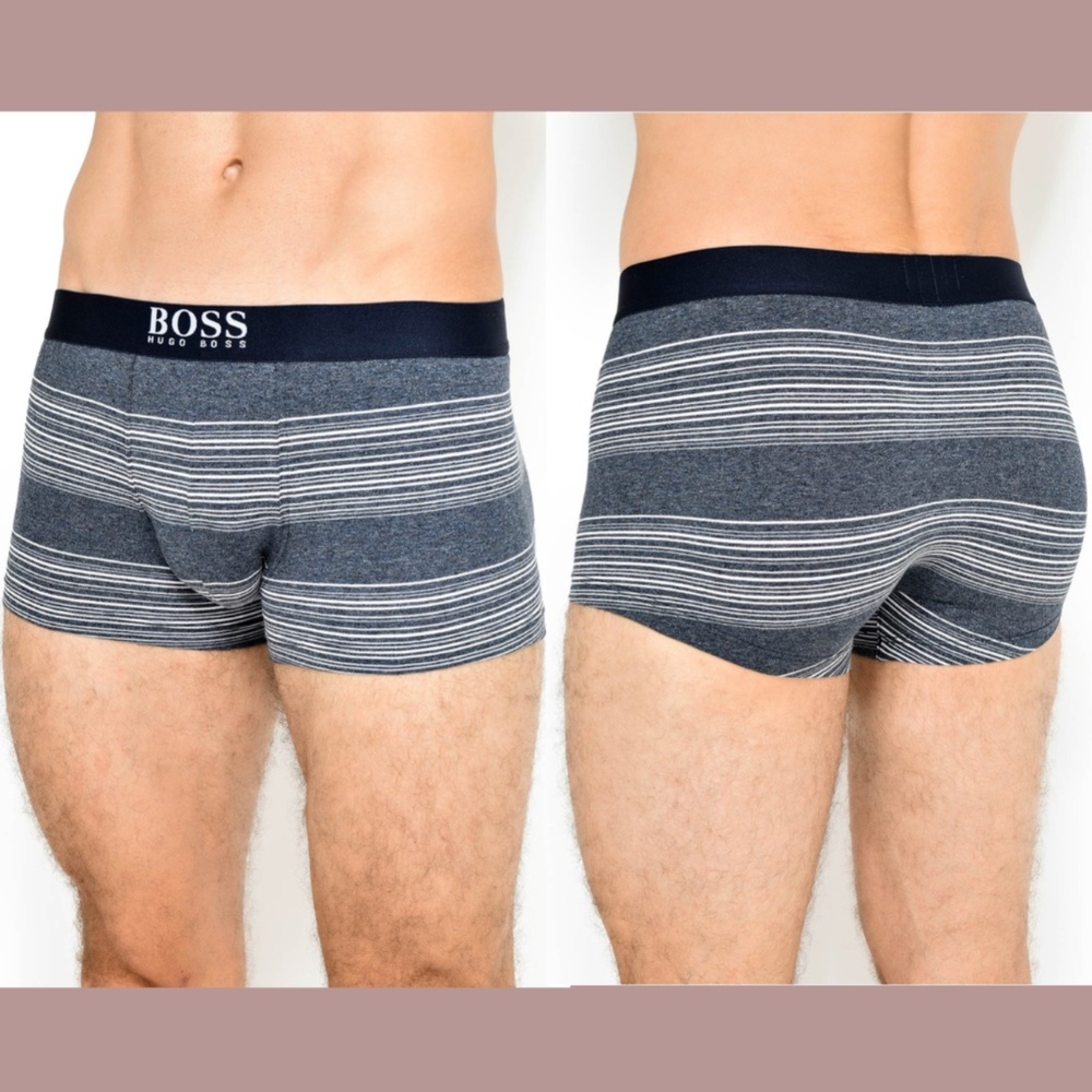 NEW $37 Hugo Boss [ Small ] Striped Underwear Boxer Brief in‎ Grey/Blue